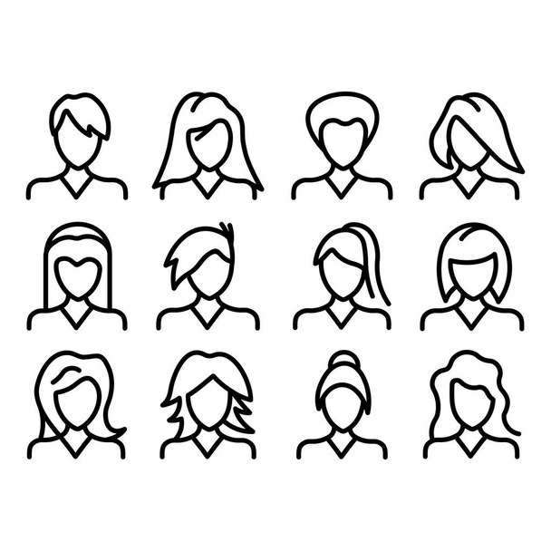 People avatar icon set,Vector flat  icon as female - Διάνυσμα, εικόνα