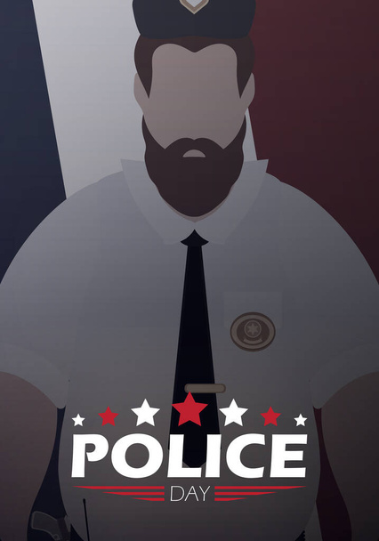 Police Day. Policeman on the background of the flag. Vector illustration. - ベクター画像