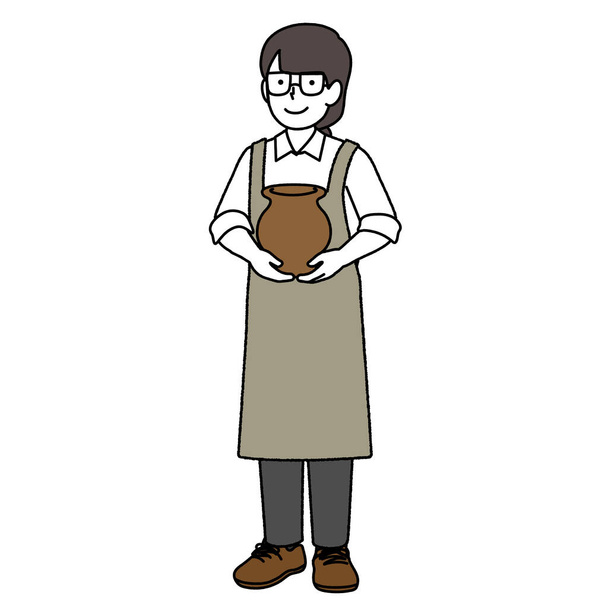 Female illustration of a potter : Occupation - Vector, afbeelding