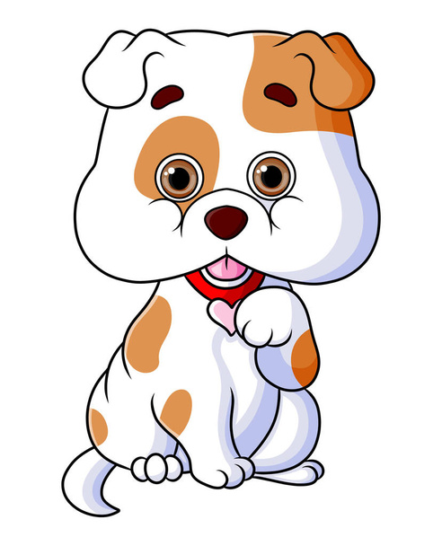 The little puppy is doing the high five with the cute face of illustration - Vector, imagen
