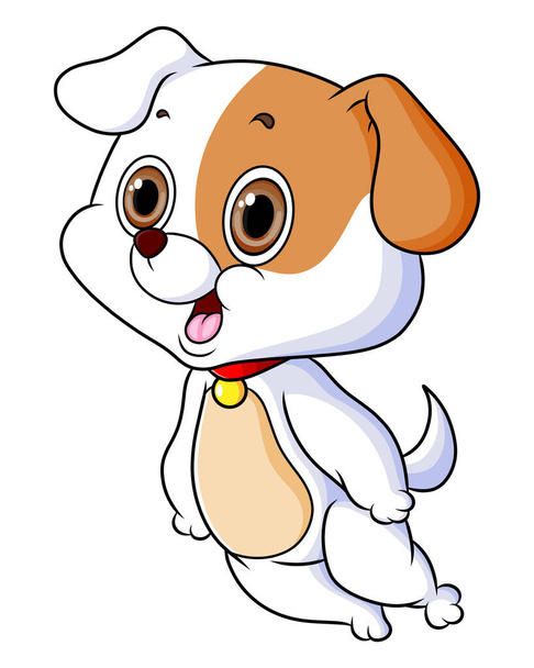 The cute basset hound is looking at something amazing of illustration - Vector, imagen