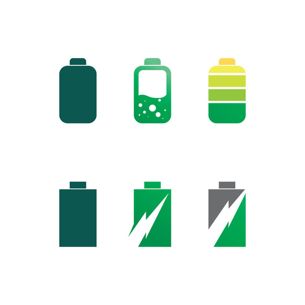 Akkumulátor ikon és töltés, töltésjelző Vektor logó tervezési szint Akkumulátor Energia Teljesítmény fut alacsony állapotú akkumulátorok beállítása logó Töltési szint illusztráció - Vektor, kép