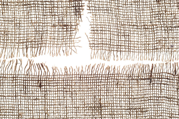 Burlap pozadí textura izolované na bílém, horní pohled - Fotografie, Obrázek