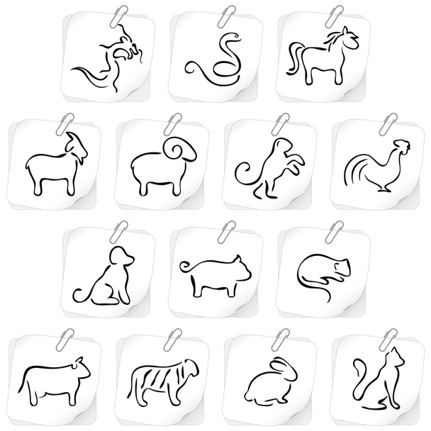Chinese horoscope icons 2 - Vektori, kuva