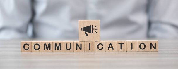 Wooden blocks with symbol of communication concept - Photo, Image