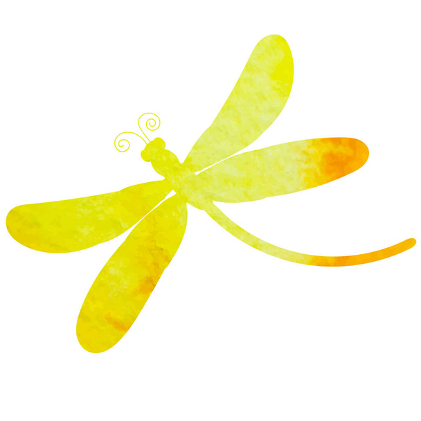 dragonfly flying watercolor silhouette, isolated, vector - Vektor, Bild