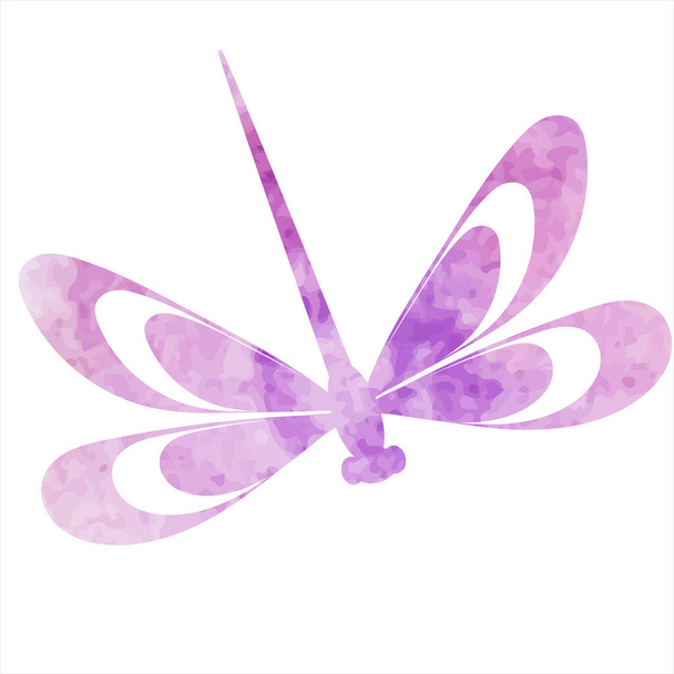 dragonfly flying watercolor silhouette, isolated - Vector, afbeelding