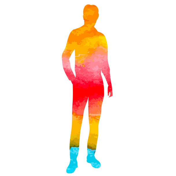 man, guy watercolor silhouette, isolated, vector - Vector, afbeelding