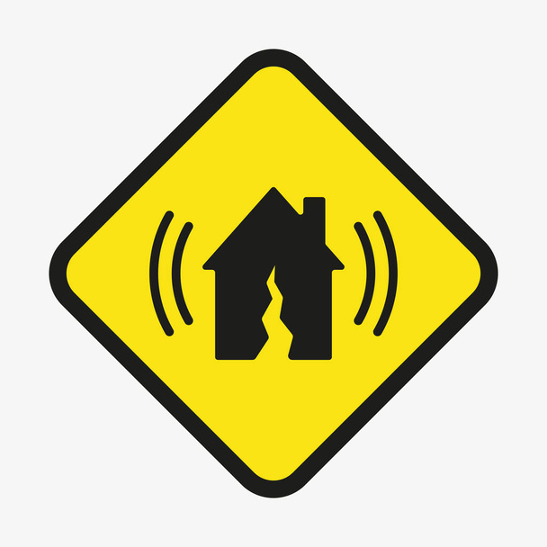 Vector symbol of earthquake. Warning yellow sign. - Vektor, obrázek