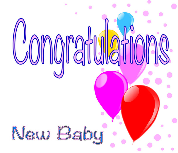 Multi coloured balloons, confetti and streamers, a party image for a congratulation new baby backround - Vektor, obrázek
