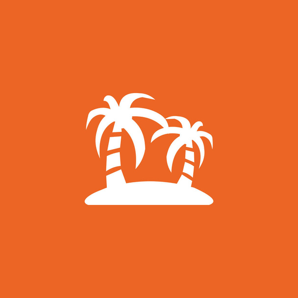 White palm tree on orange background, vector icons - Vektor, Bild