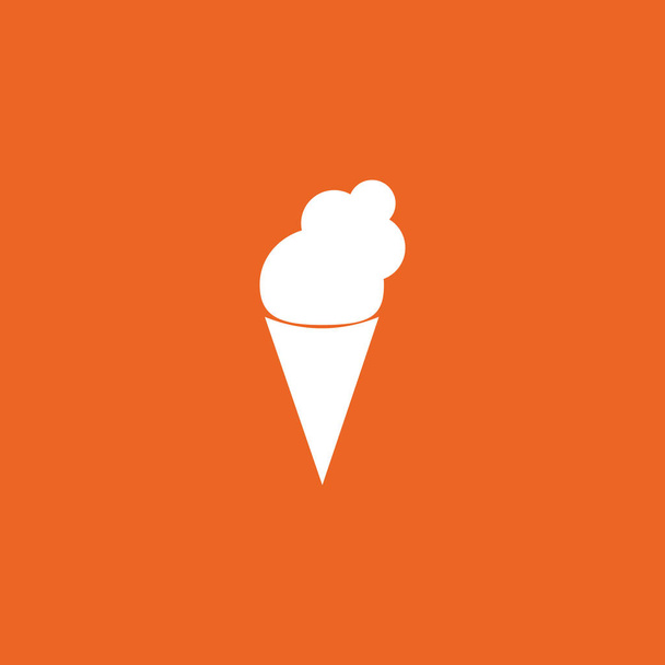 White ice cream on orange background, logo, vector icon - Vector, Image