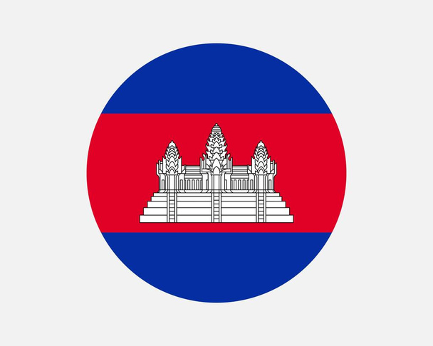 Cambodia Round Country Flag. Circular Cambodian Khmer National Flag. Kingdom of Cambodia Circle Shape Button Banner. EPS Vector Illustration. - Vettoriali, immagini