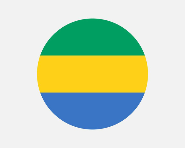 Gabon Round Country Flag. Circular Gabonese National Flag. Gabonese Republic Circle Shape Button Banner. EPS Vector Illustration. - Vetor, Imagem