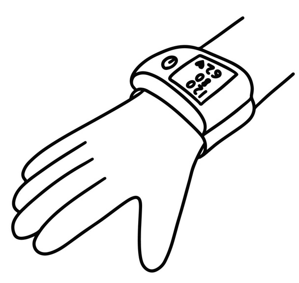Wristband blood pressure monitor doodle icon  - Vektor, kép