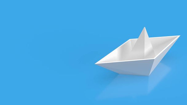 білий човен на синьому фоні для бізнес-концепції 3d рендеринга
 - Фото, зображення