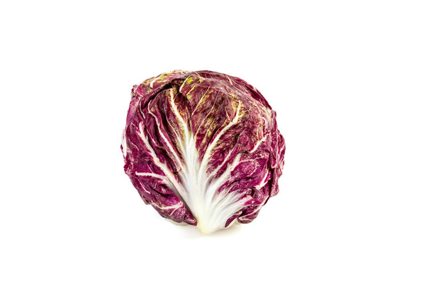 Freshly harvested radicchio or polorosso on isolated white background - Foto, imagen
