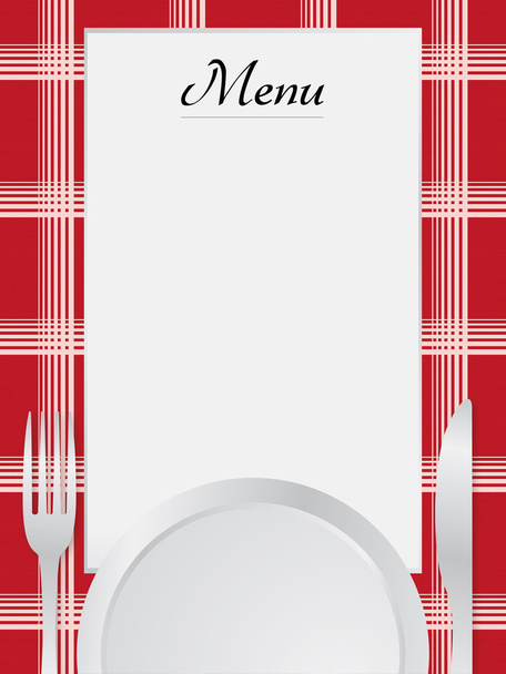 Menu napkin red and table set - Vector, Image