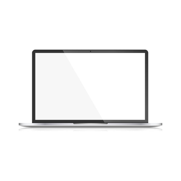 Realistic laptop with blank screen icon in flat style. Computer display vector illustration on isolated background. Monitor sign business concept. - Vector, Image
