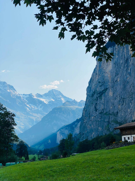 The most famouse villiage in Switzerland Lauterbrunnen - Valokuva, kuva