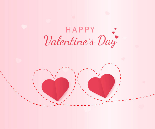 Happy Valentine's Day greeting card with paper cut hearts. Copy with space for text. Design for banners, flyers, postcards. Vector illustration - Vector, Imagen