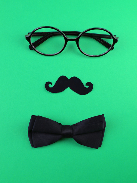 Glasses, mustache and bow tie - 写真・画像