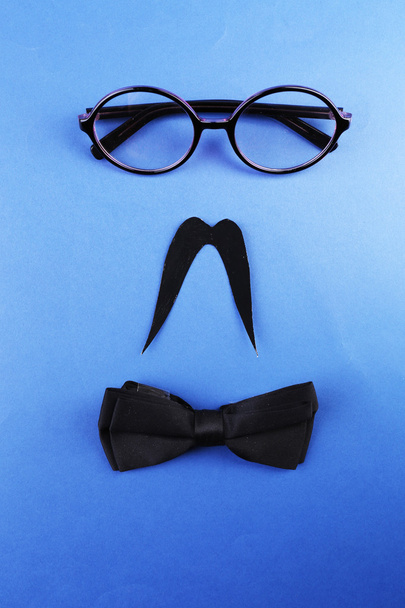 Glasses, mustache and bow tie - Φωτογραφία, εικόνα