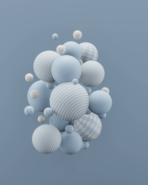 abstracto azul esferas, 3d render ilustración - Foto, imagen