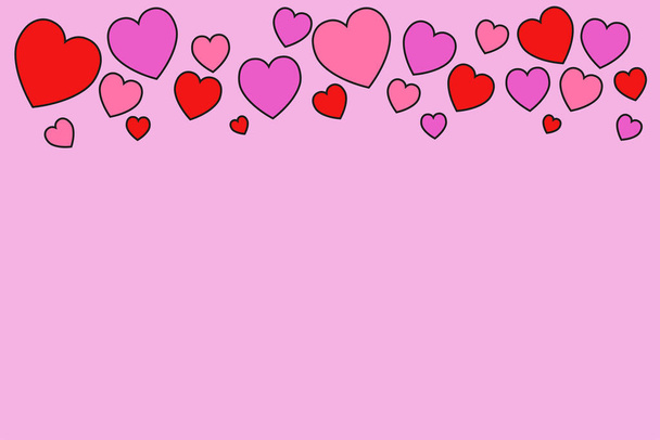 Pink background with colored hearts, Valentine's day.White day - Vetor, Imagem
