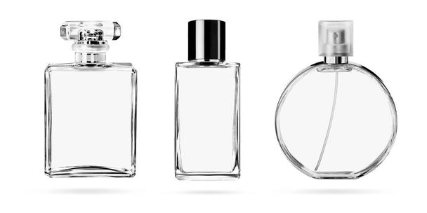 bottiglia di profumo. bottiglia di vetro per profumo e profumeria .Vector illustrazione realistica 3d mockup - Vettoriali, immagini