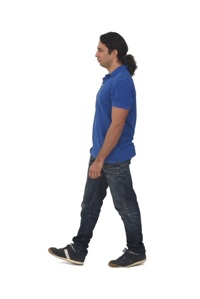 man dressed in casual clothes with tattoos on white background - Photo, Image