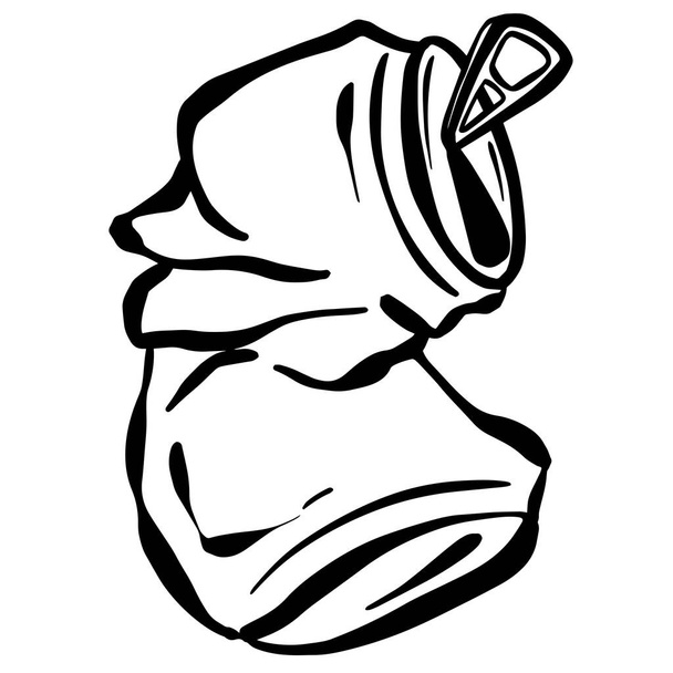 Estaño aplastado de la cola de la soda o aluminio puede la mascota del logotipo de la historieta - Vector, Imagen