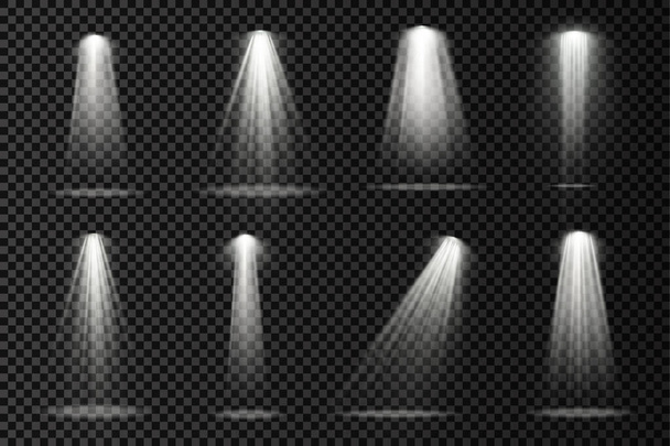 Set de proyector blanco, efecto de luz del proyector. - Vector, Imagen
