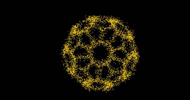 Abstract technology yellow circles from dots, circles of particles. blend mode - Фото, изображение
