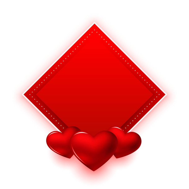 red frame with realistic hearts for valentines day card - Vector, imagen