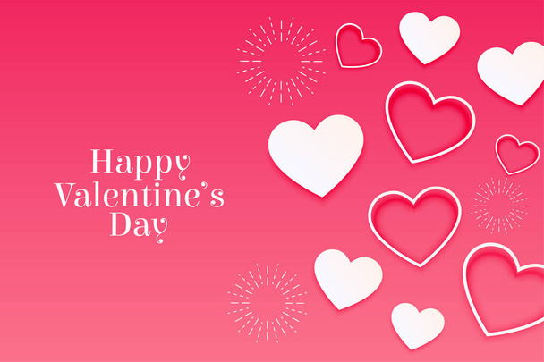 happy valentines day lovely hearts pink background - Vecteur, image