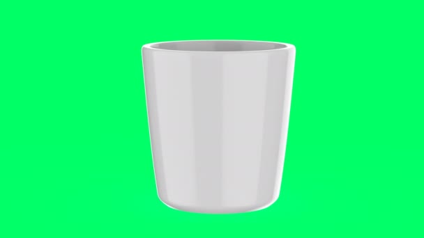 3D візуалізація білого кухоль або чашка кави на зеленому екрані 4k кадри
 - Кадри, відео