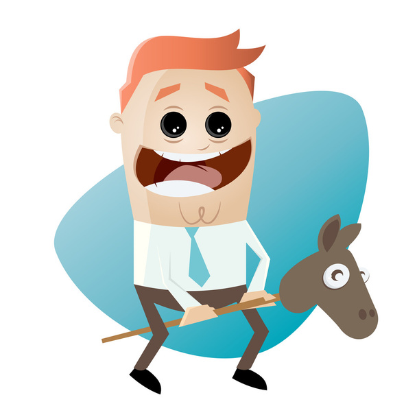 Смішний бізнесмен з конем
 - Вектор, зображення