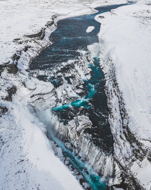 aerial view of the frozen river in the winter - Fotoğraf, Görsel