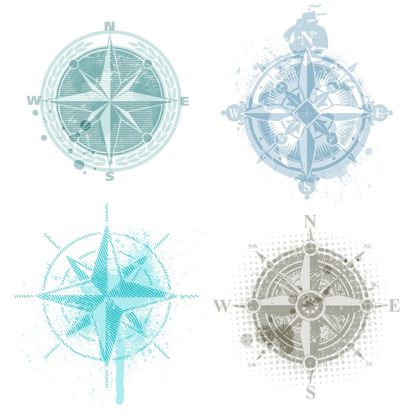 Four vector compass rose - Vektor, kép