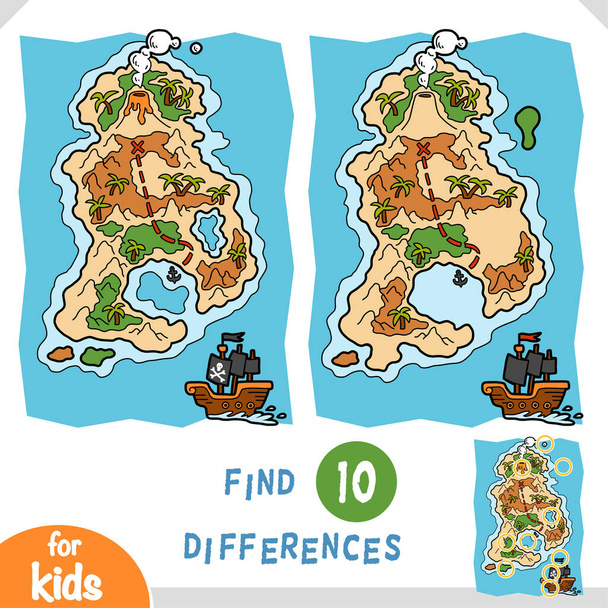 Find differences, educational game for children, Map islands - Wektor, obraz