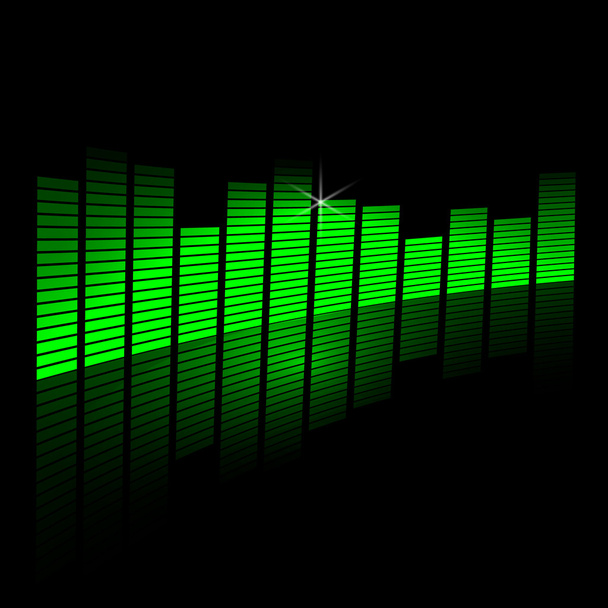 Vector illustration of music equalizer beam on black background - Vector, Image