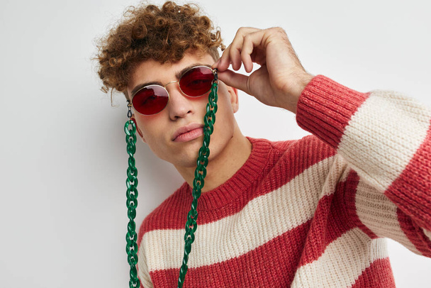 cute guy wearing fashion glasses decoration close-up - Foto, afbeelding