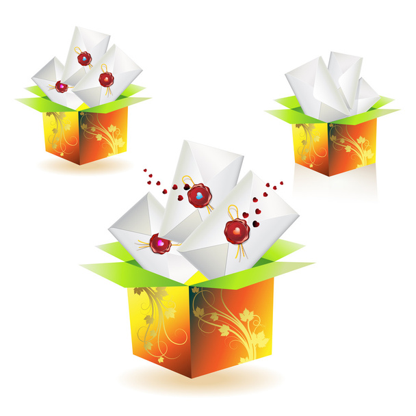 Mail boxes with envelopes - Vector, Image