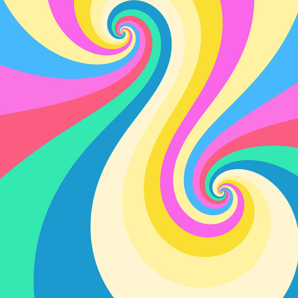 A minimalistic sixties retro art style background with groovy twisting candy stripes and swirls - Photo, Image