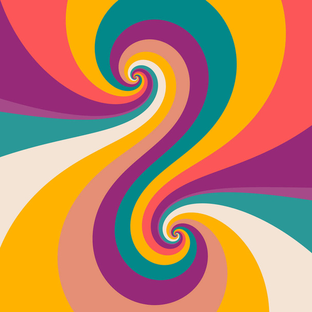 A minimalistic sixties retro art style background with groovy twisting candy stripes and swirls - Foto, immagini