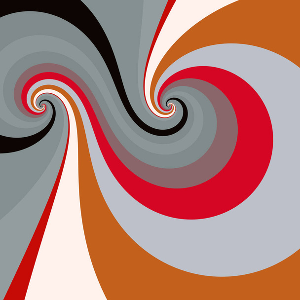 A minimalistic sixties retro art style background with groovy twisting candy stripes and swirls - 写真・画像