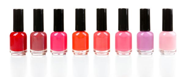 Colorful nail polishes isolated on white - Φωτογραφία, εικόνα