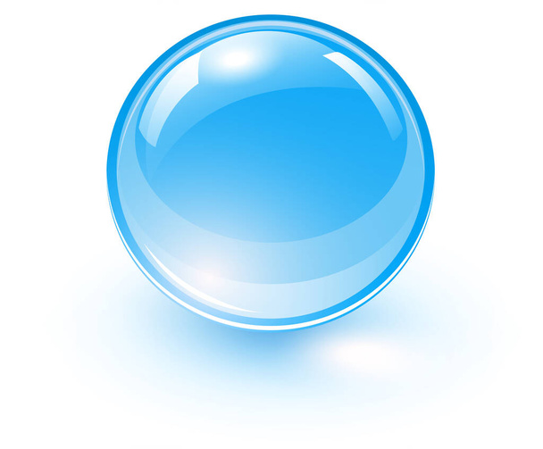 Blue glass ball, 3D shiny and lustrous sphere icon, vector illustration. - Vetor, Imagem