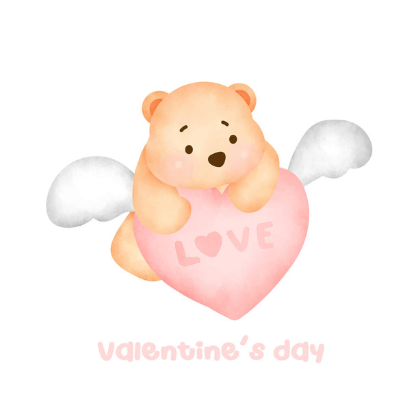 Dia dos Namorados com cartão bonito urso saudação. - Vetor, Imagem